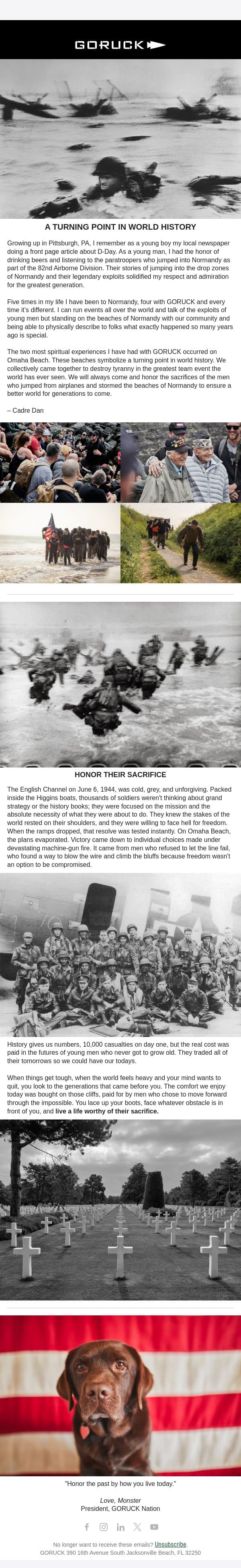 The day the world changed. email from GoRuck screenshot