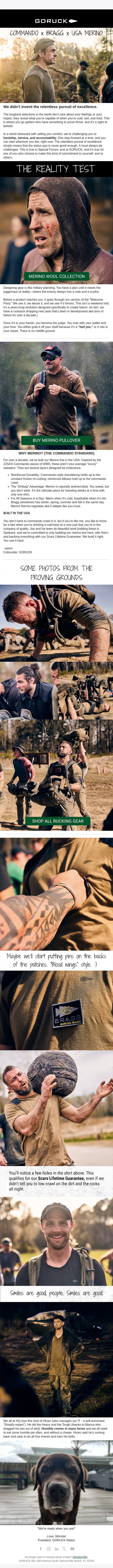 COMMANDO x BRAGG x USA MERINO email from GoRuck screenshot