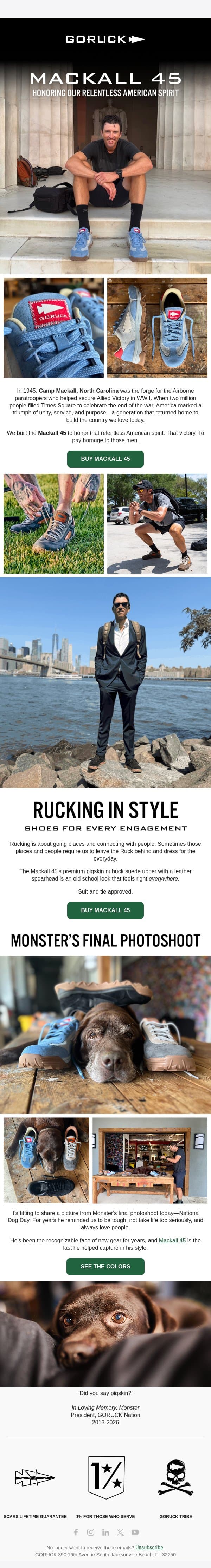 Mackall 45: LIVE email from GoRuck screenshot