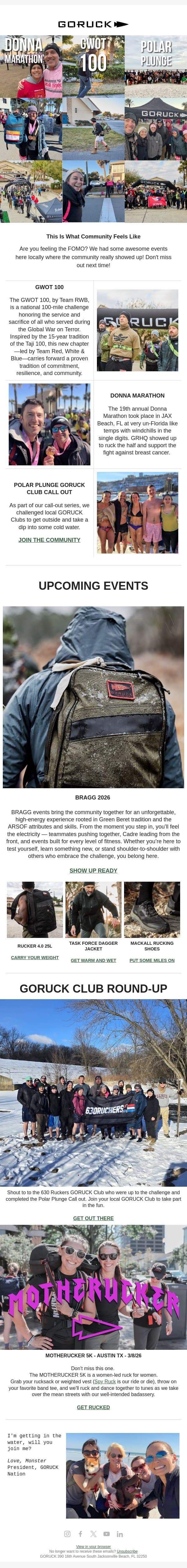 The Miles Were Earned. The Memories Were Real. email from GoRuck screenshot