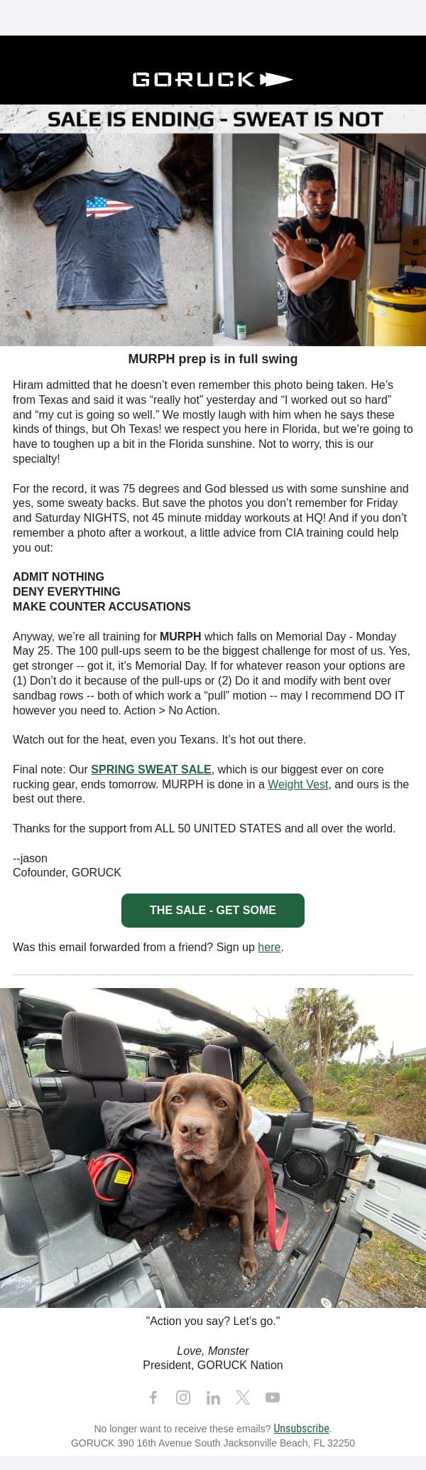 SALE is ending - SWEAT is not email from GoRuck screenshot