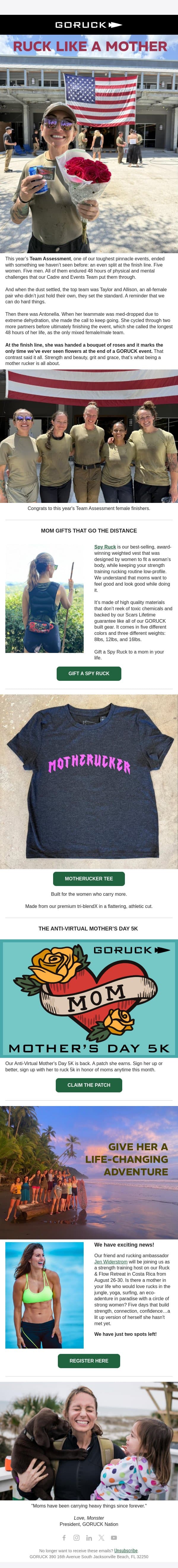 BADASS MOTHERUCKERS & Mother’s Day email from GoRuck screenshot