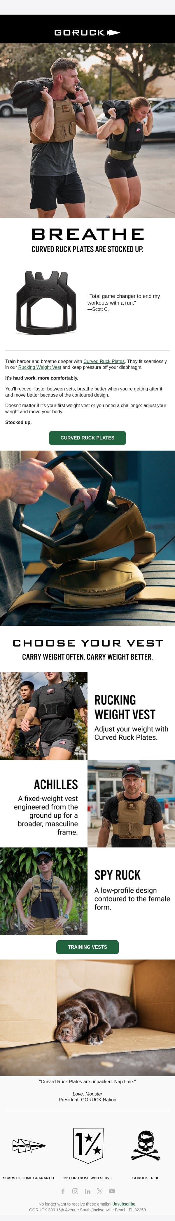 BREATHE. email from GoRuck screenshot