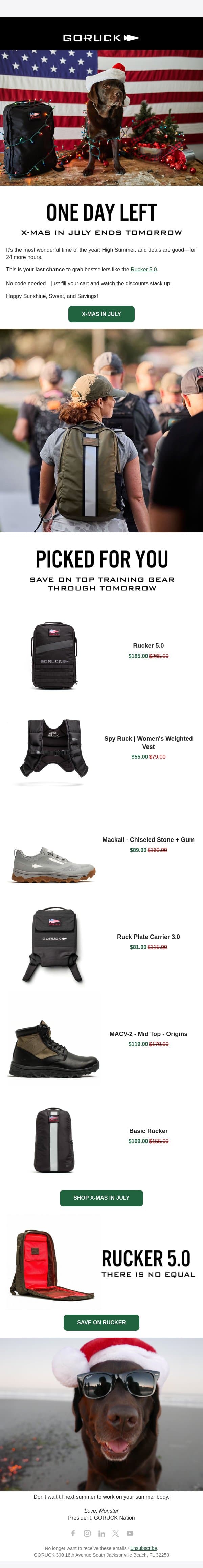 Last Call: TOMORROW 🚨 email from GoRuck screenshot