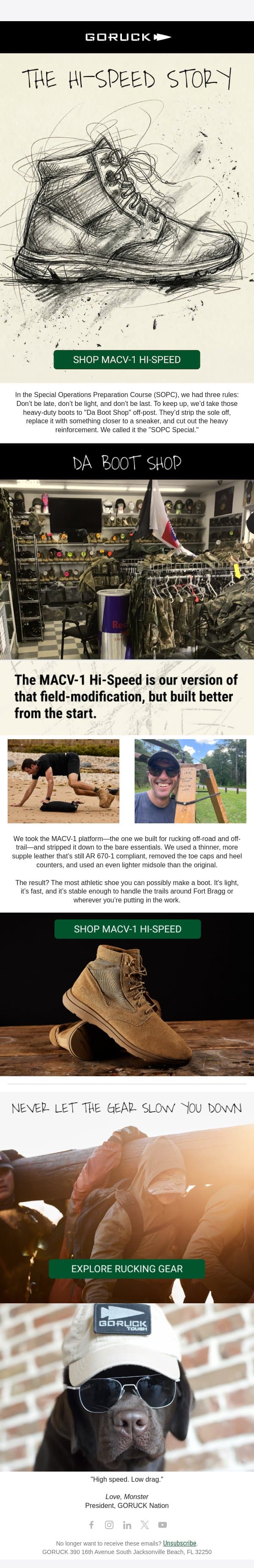THE HI-SPEED STORY email from GoRuck screenshot