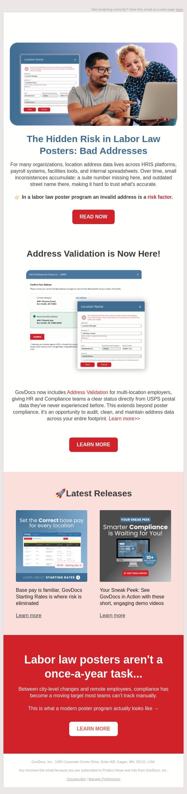 Just Released: Better Address Accuracy, Less Risk email from GovDocs screenshot