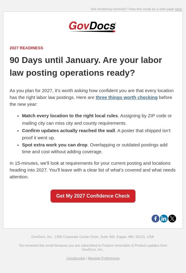 Go into 2027 confident in your posting process email from GovDocs screenshot