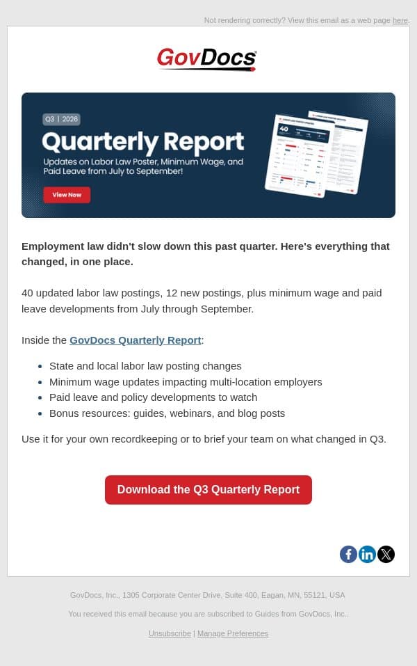 [Download Report] Q3 Compliance Updates email from GovDocs screenshot