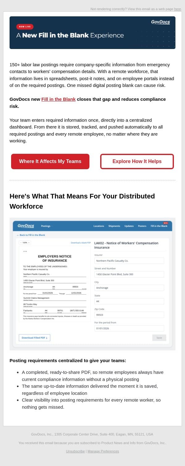 A New Fill in the Blank Experience: Now Live for Digital Postings email from GovDocs screenshot