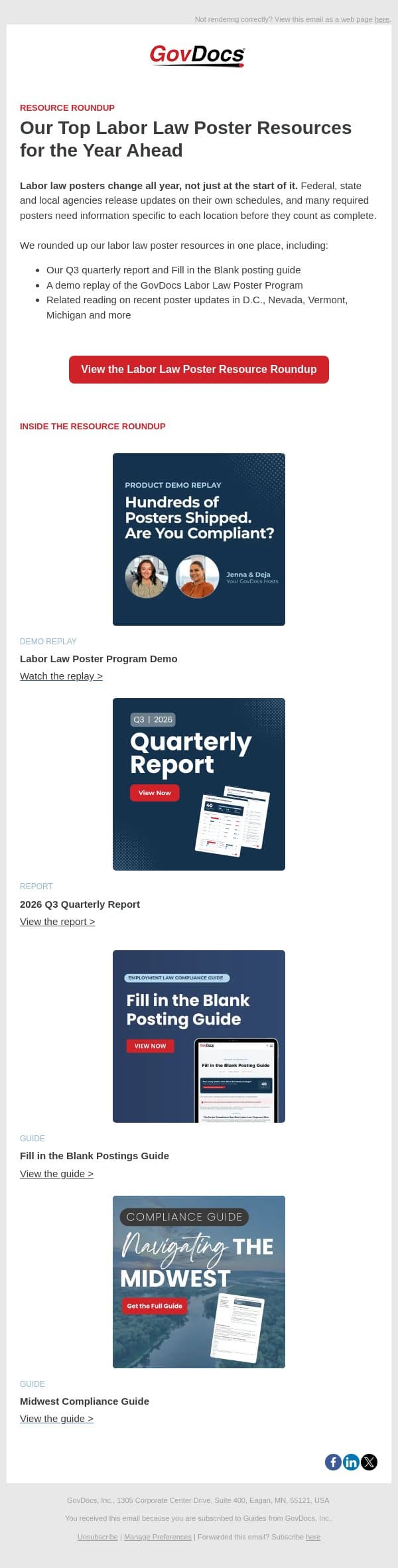 Resource Roundup: Are your posters current at every location? email from GovDocs screenshot