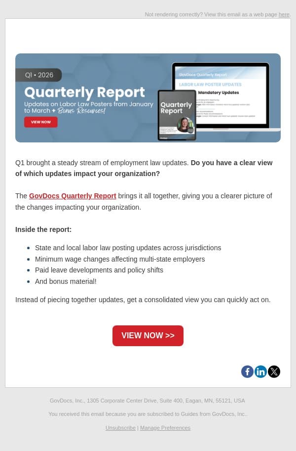 Q1 compliance updates are in - have you reviewed them? email from GovDocs screenshot