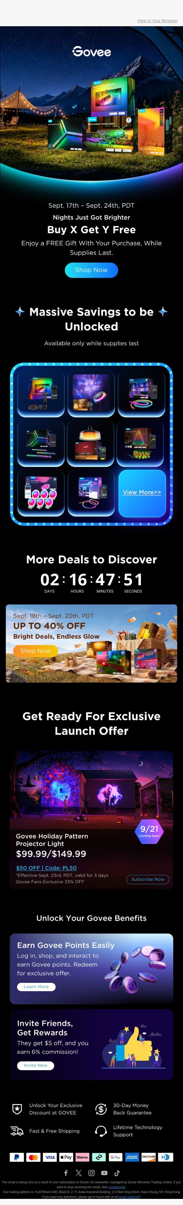 ✨Brighter Nights Start Here: Buy X, Get Y FREE email from Govee screenshot