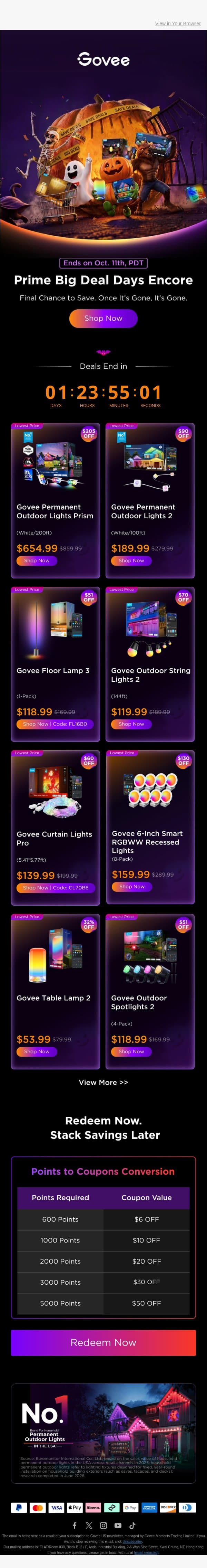 Last Call: Up to 50% OFF Ends Soon! 🔥 email from Govee screenshot