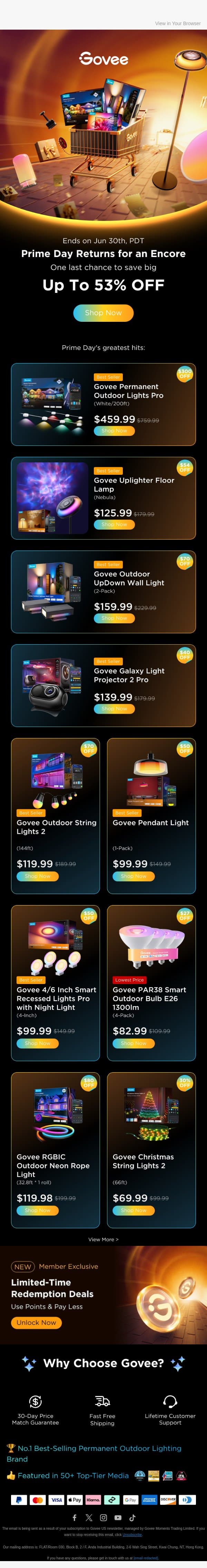 Govee Prime Day Encore 🔔 The Best Deals Return for One Last Time email from Govee screenshot