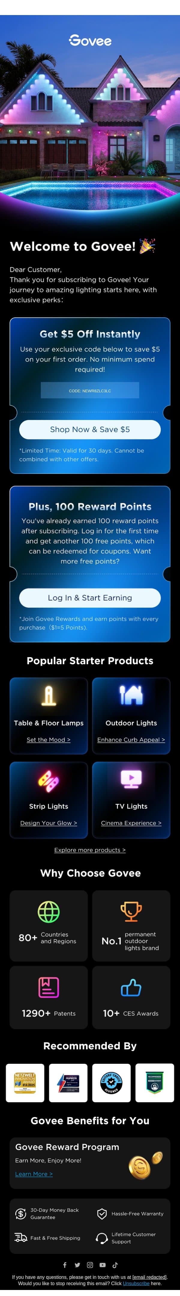 Welcome to Govee! email from Govee screenshot