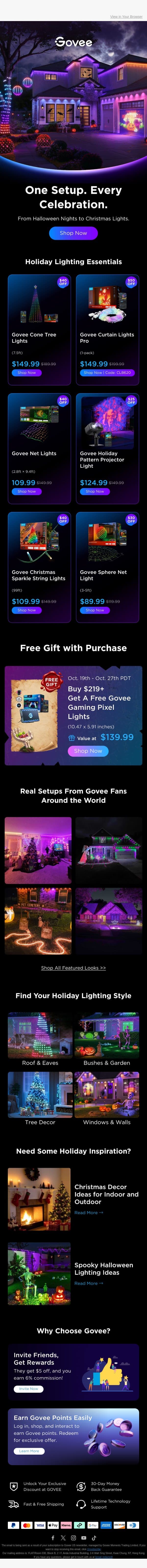 Your Holiday Lighting Starts Here email from Govee screenshot