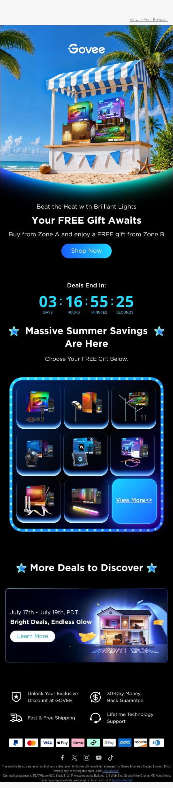 🌴 Summer Special Sale: Buy Zone A, Get Zone B for FREE! email from Govee screenshot