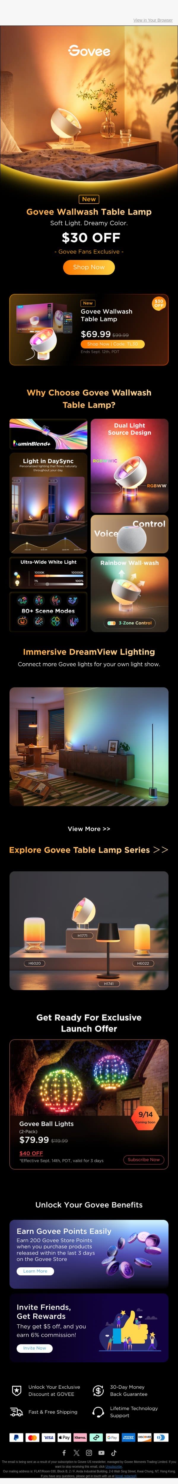 🌈Meet the New Govee Wallwash Table Lamp: Your Space, Reimagined email from Govee screenshot