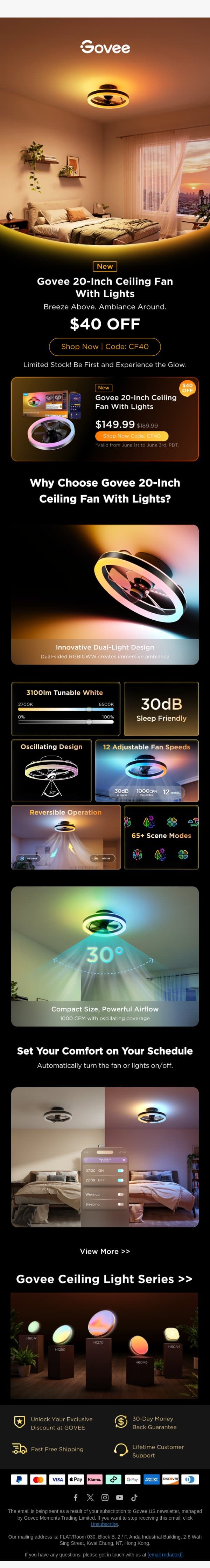 ✨Meet the New Govee 20-Inch Ceiling Fan With Lights email from Govee screenshot