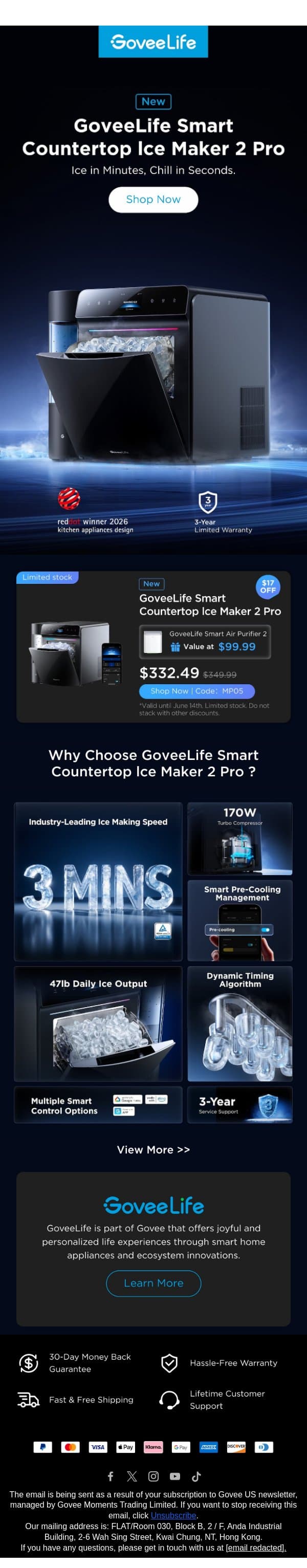 🆕GoveeLife Smart Countertop Ice Maker 2 Pro is Now Available email from Govee screenshot