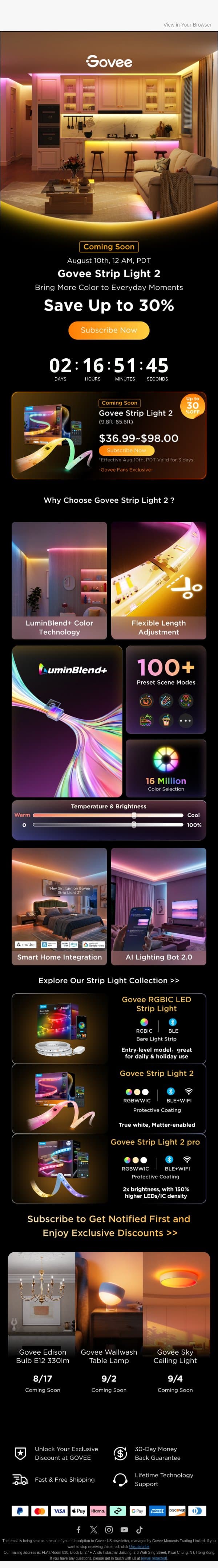 New Govee RGBWWIC Strip Light | Versatile Lighting, Better Value email from Govee screenshot