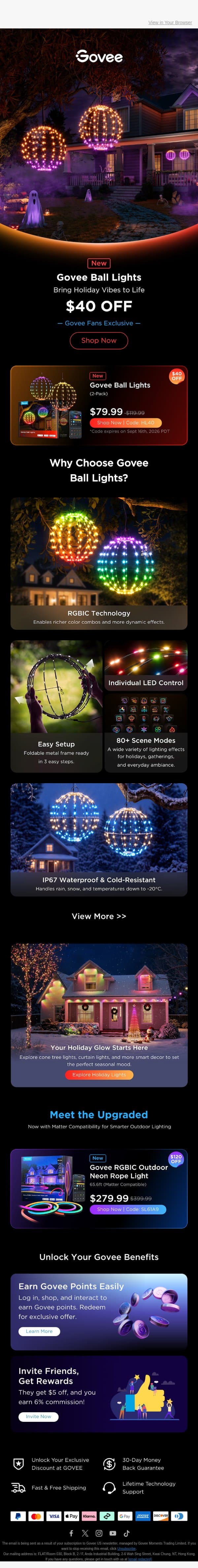 🌟 Shape Your Outdoor Magic: Govee Ball Lights Are Here email from Govee screenshot