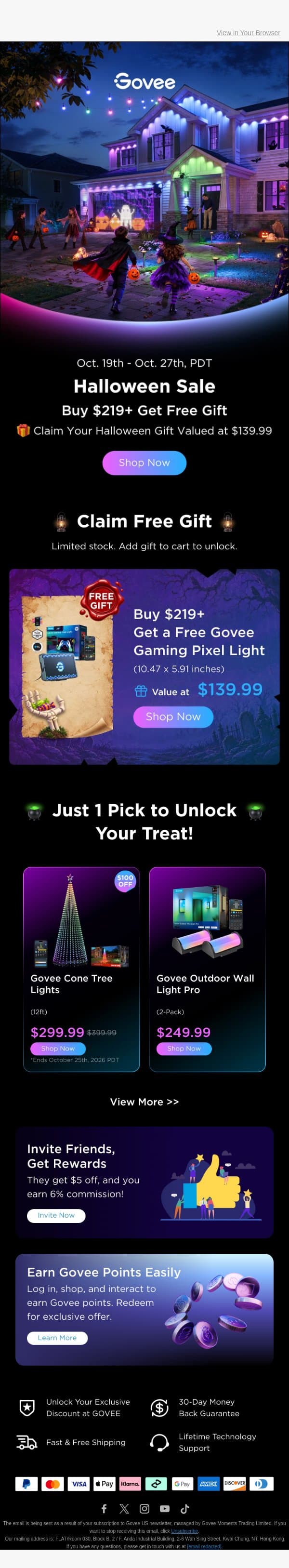 🎃 A Spooktacular Halloween Treat Awaits! email from Govee screenshot
