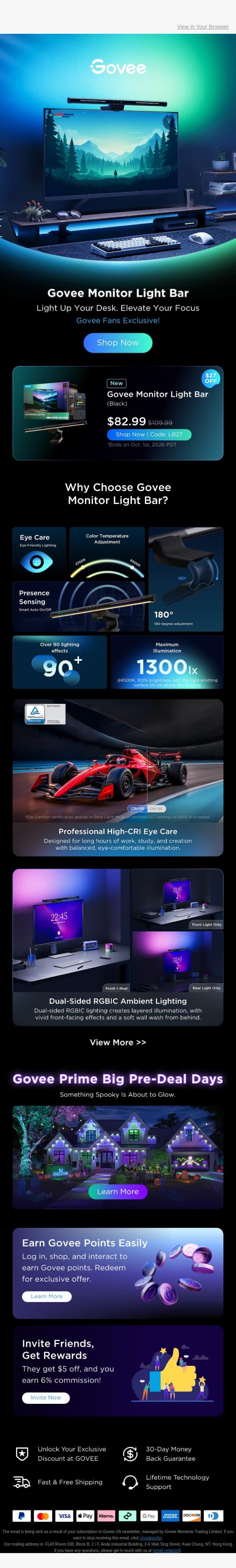 Meet the Light Bar Made for Work & Play email from Govee screenshot