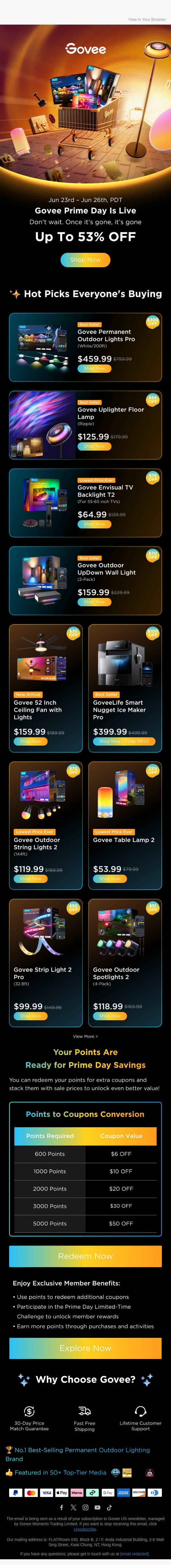 🔥Govee Prime Day Just Went LIVE — Biggest Mid-Year Deals Up to 53% OFF email from Govee screenshot