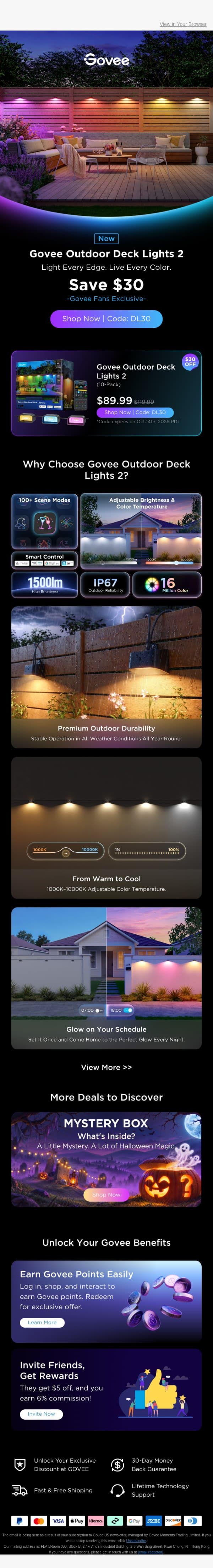 New Govee Outdoor Deck Lights 2 | Exclusive $30 OFF email from Govee screenshot