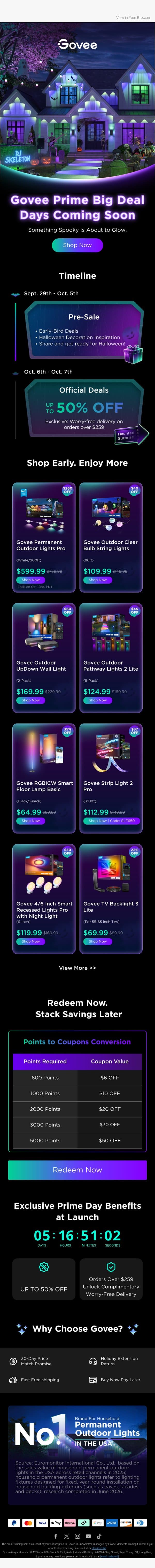 Govee Prime Big Pre-Deal Days: Spooky Savings Are Near 👻 email from Govee screenshot