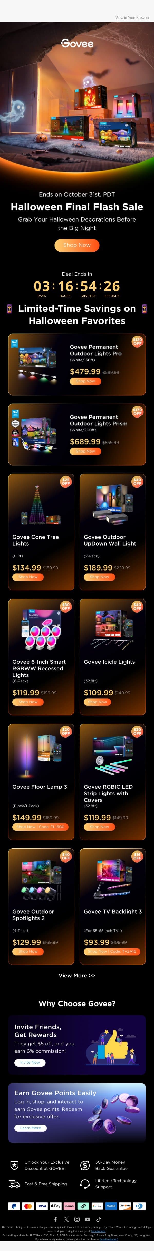 🎃 Halloween Flash Sale Starts NOW! email from Govee screenshot