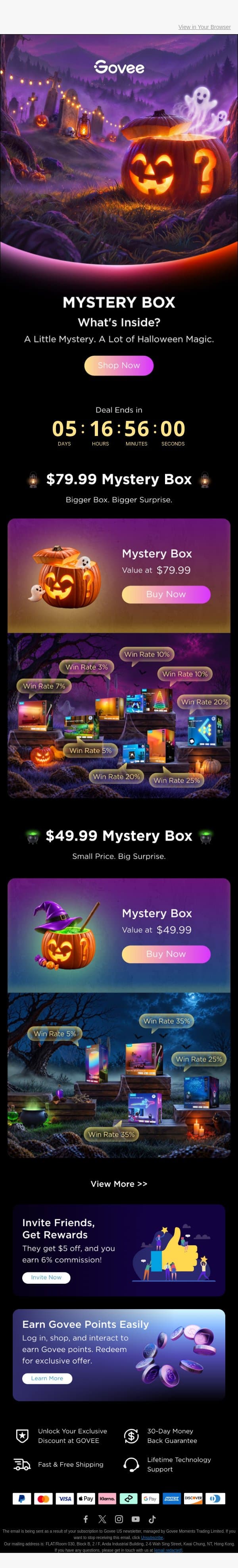 🎃 Halloween Mystery Boxes Are Here email from Govee screenshot