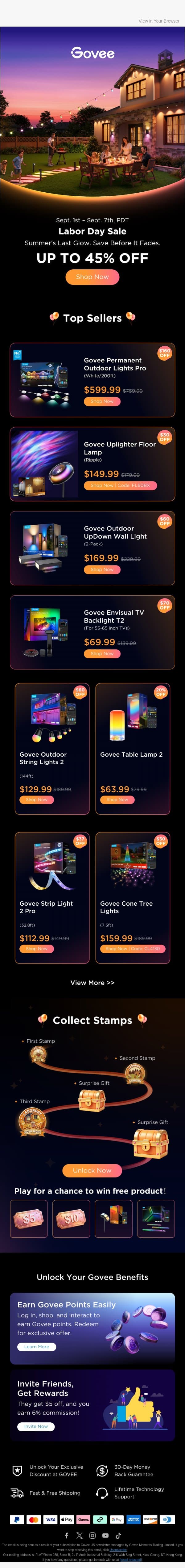 🔥Labor Day Deals Are Here — Up to 45% OFF email from Govee screenshot