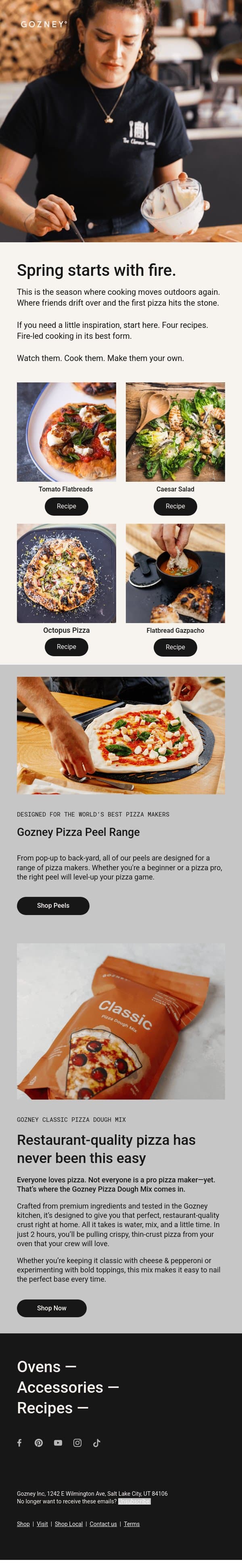 Ready to cook outdoors again? email from Gozney screenshot