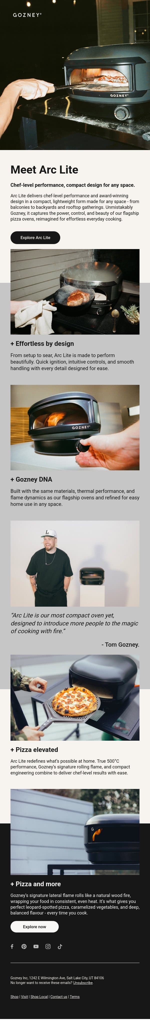 Meet the new Gozney Arc Lite. email from Gozney screenshot