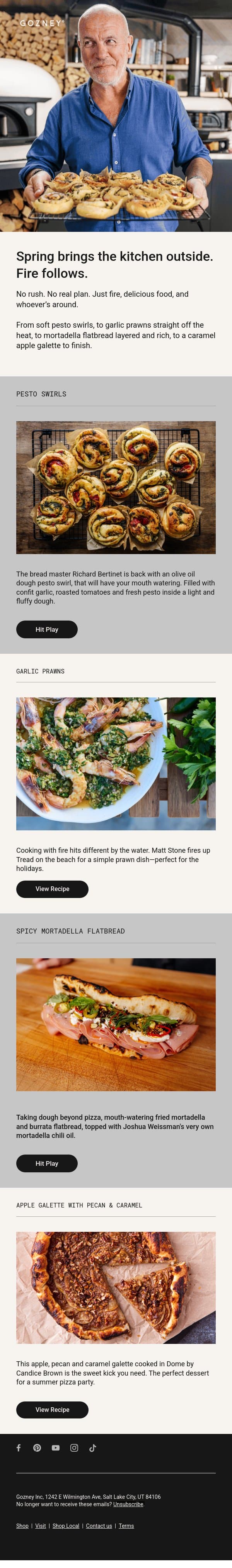 What to cook this spring → email from Gozney screenshot