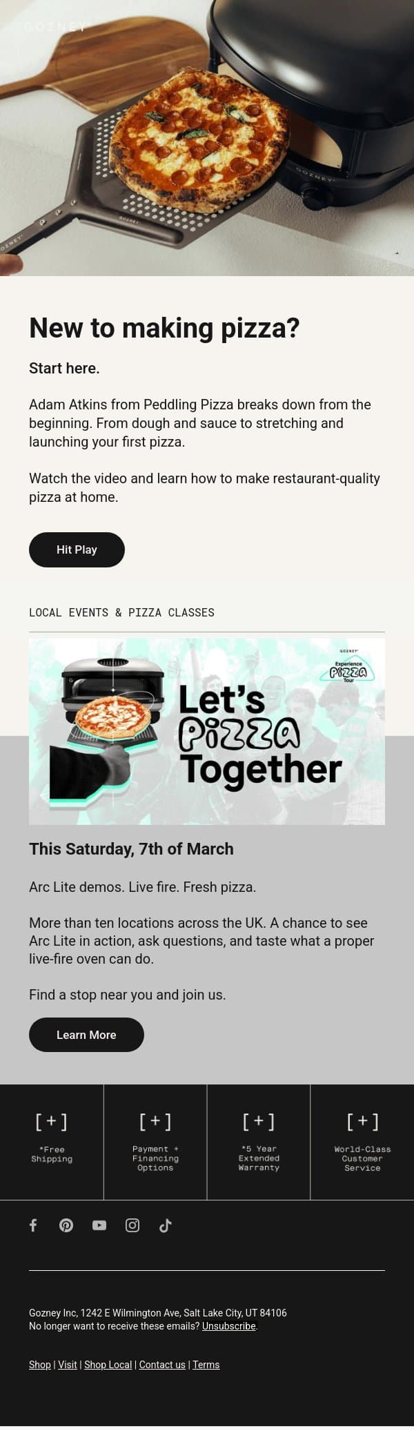 New to making pizza? email from Gozney screenshot