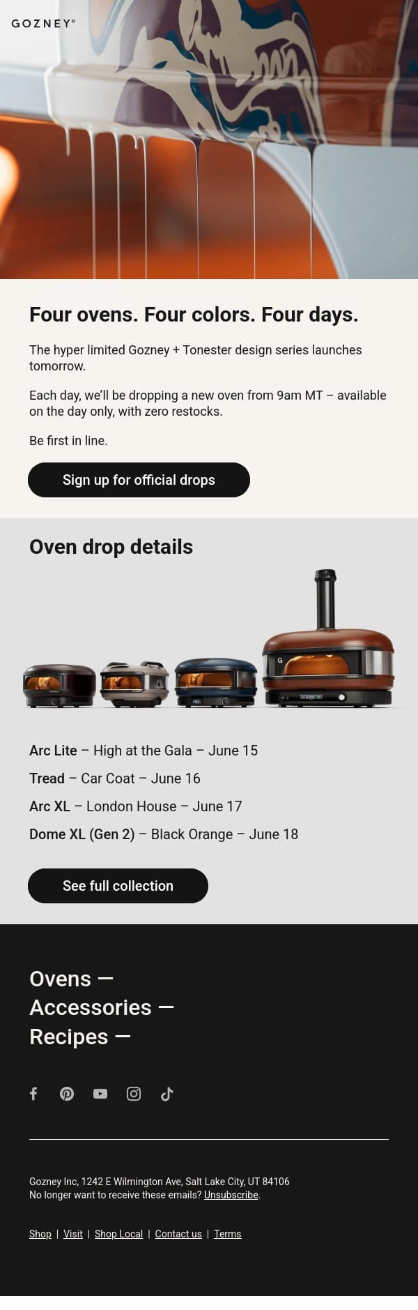 Hyper limited run launches tomorrow email from Gozney screenshot