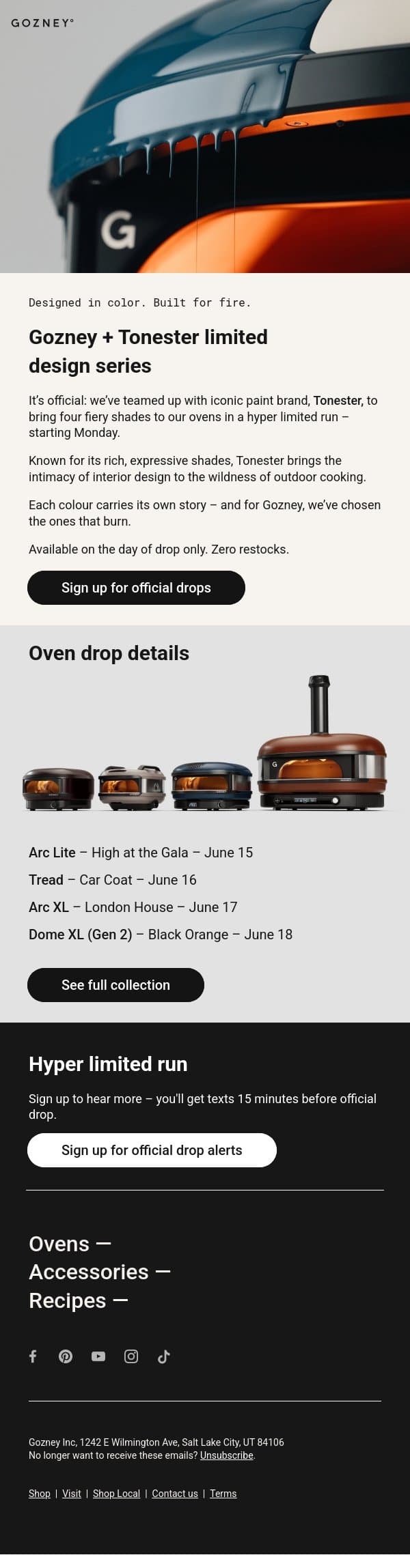Exclusive: Gozney + cult paint brand email from Gozney screenshot
