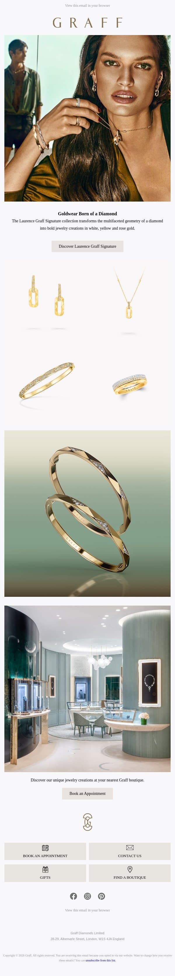 A Legacy Sculpted in Gold email from Graff screenshot