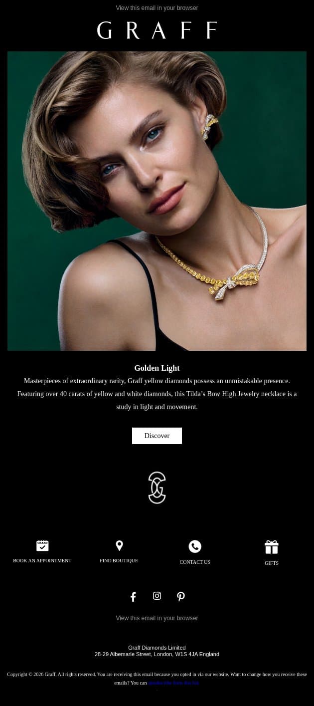 Rare by Nature email from Graff screenshot