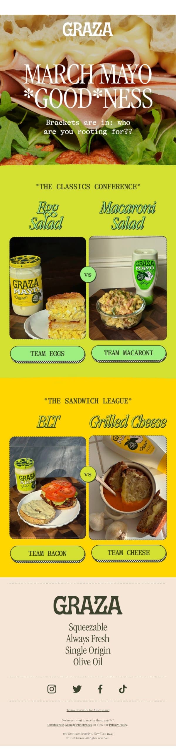Potato Salad vs. BLT email from Graza screenshot