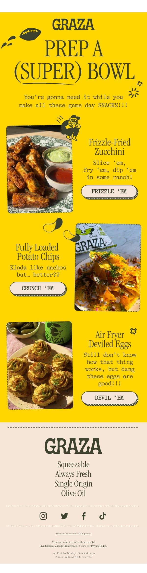 Superbowl = super snacks email from Graza screenshot