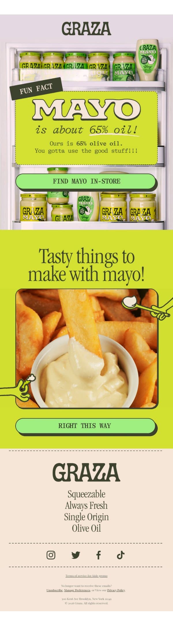 If mayo is 65% oil… email from Graza screenshot