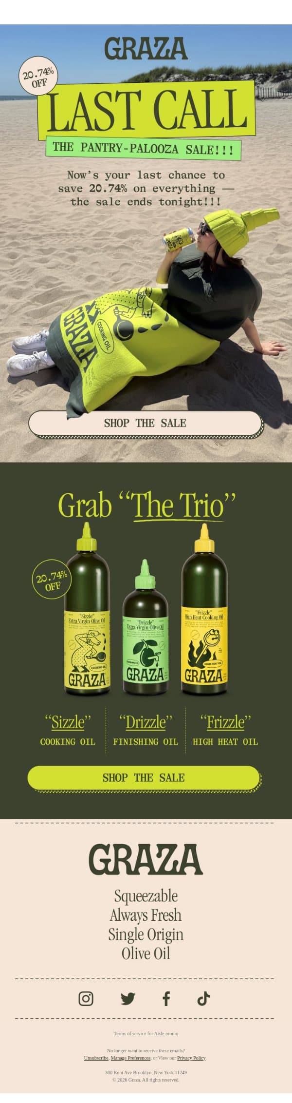 🫒🚨LAST CALL: 20.74% off email from Graza screenshot