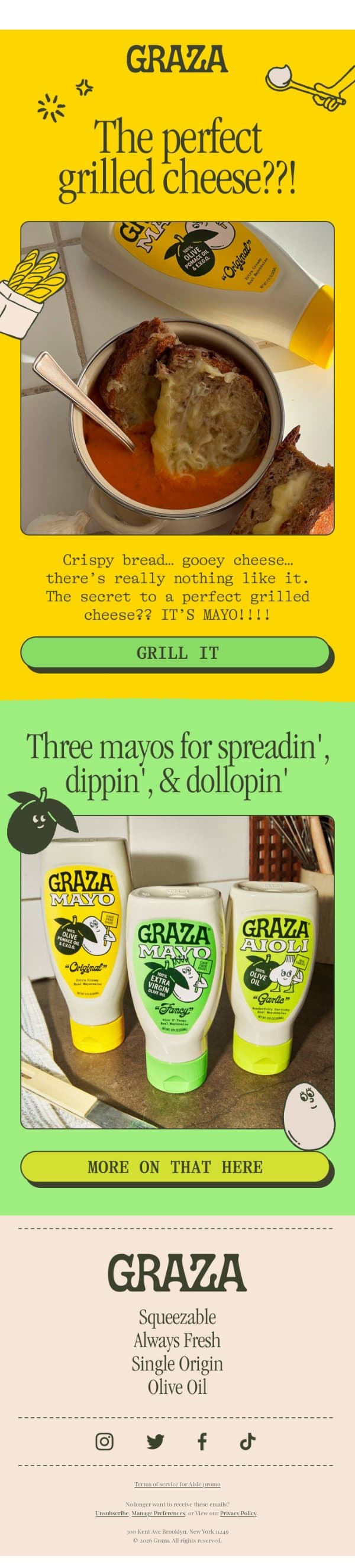 It’s the perfect grilled cheese!!! 🥪 email from Graza screenshot