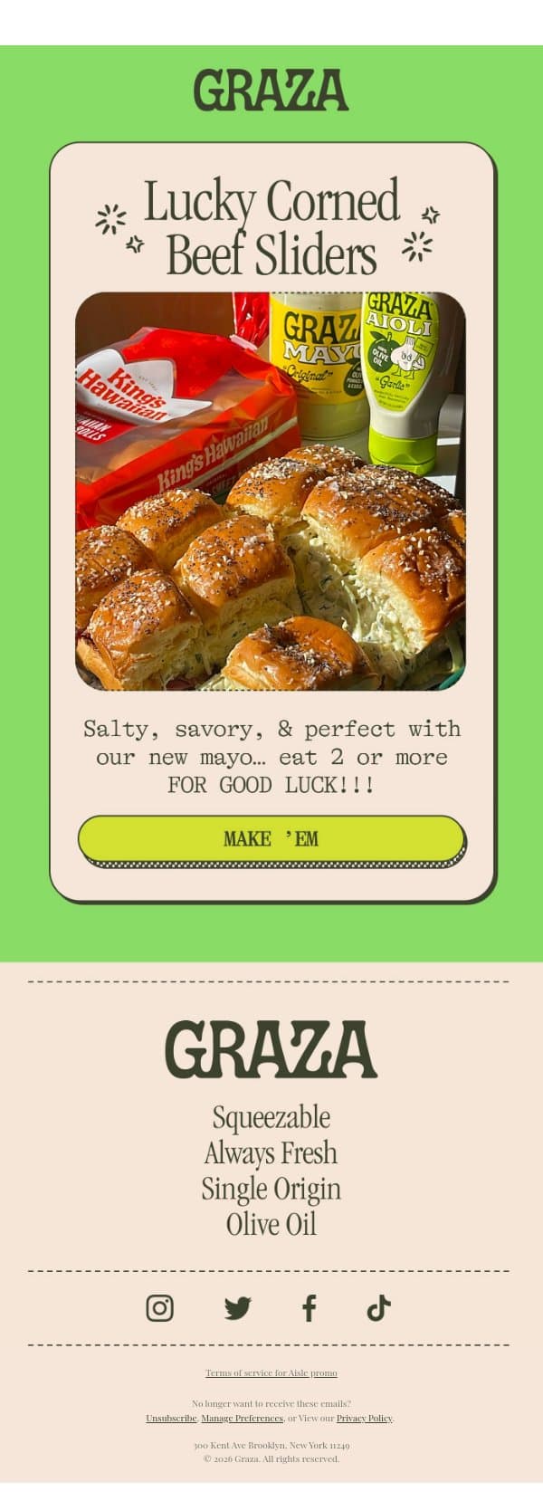 Eat these for good luck 🍀 email from Graza screenshot