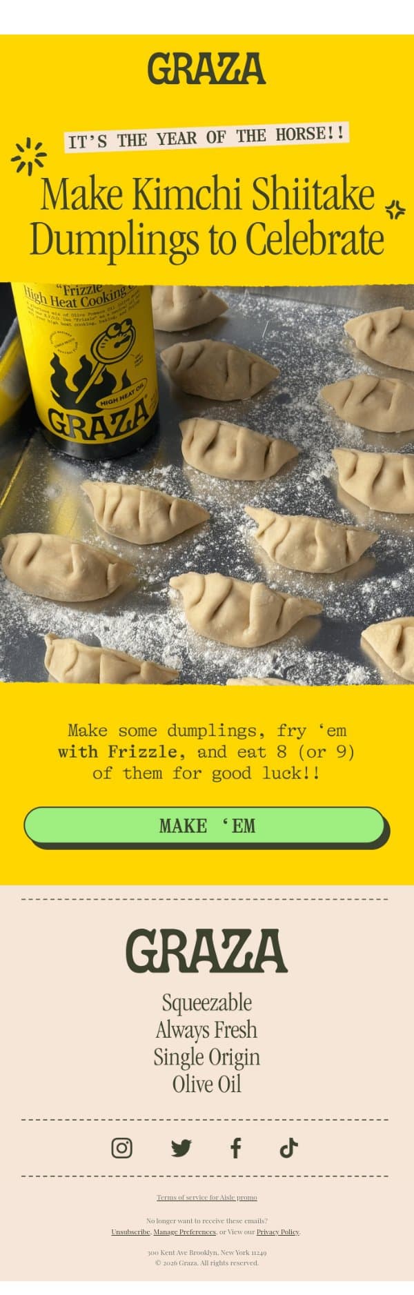 Let’s make DUMPLINGS 🥟 email from Graza screenshot