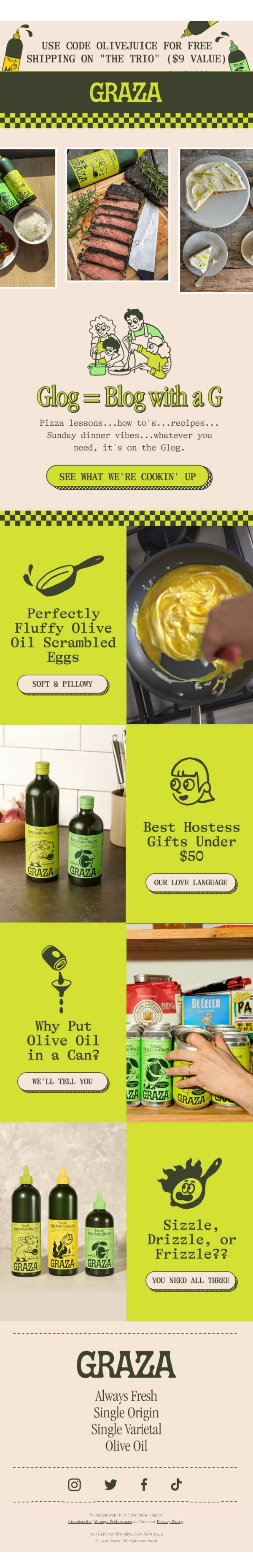 Friends give friends good recipes email from Graza screenshot